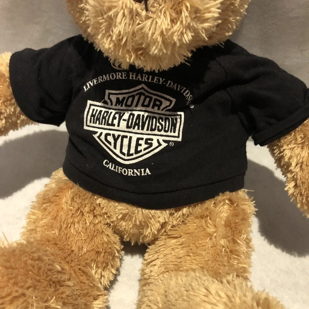 Harley Davidson Teddy Bear Plush Embroidered Foot Black Tshirt‎ 13